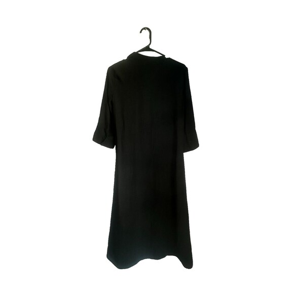 Zara Black Dress Soya Raya Button Down V-neck Midi Dress Short Sleeve Size XS - Picture 2 of 3